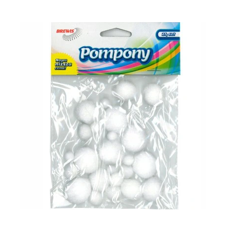 Pompony kreatywne Brewis Białe, 24szt